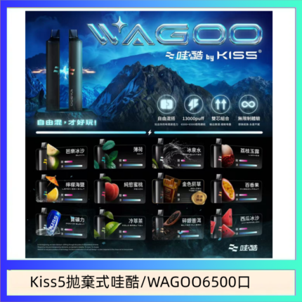 WAGOO哇酷Kiss5 6500口拋棄式 | 自由混搭雙口味 | 雙芯組合